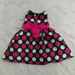 Black White Pink Dots Formal Dress Pageant